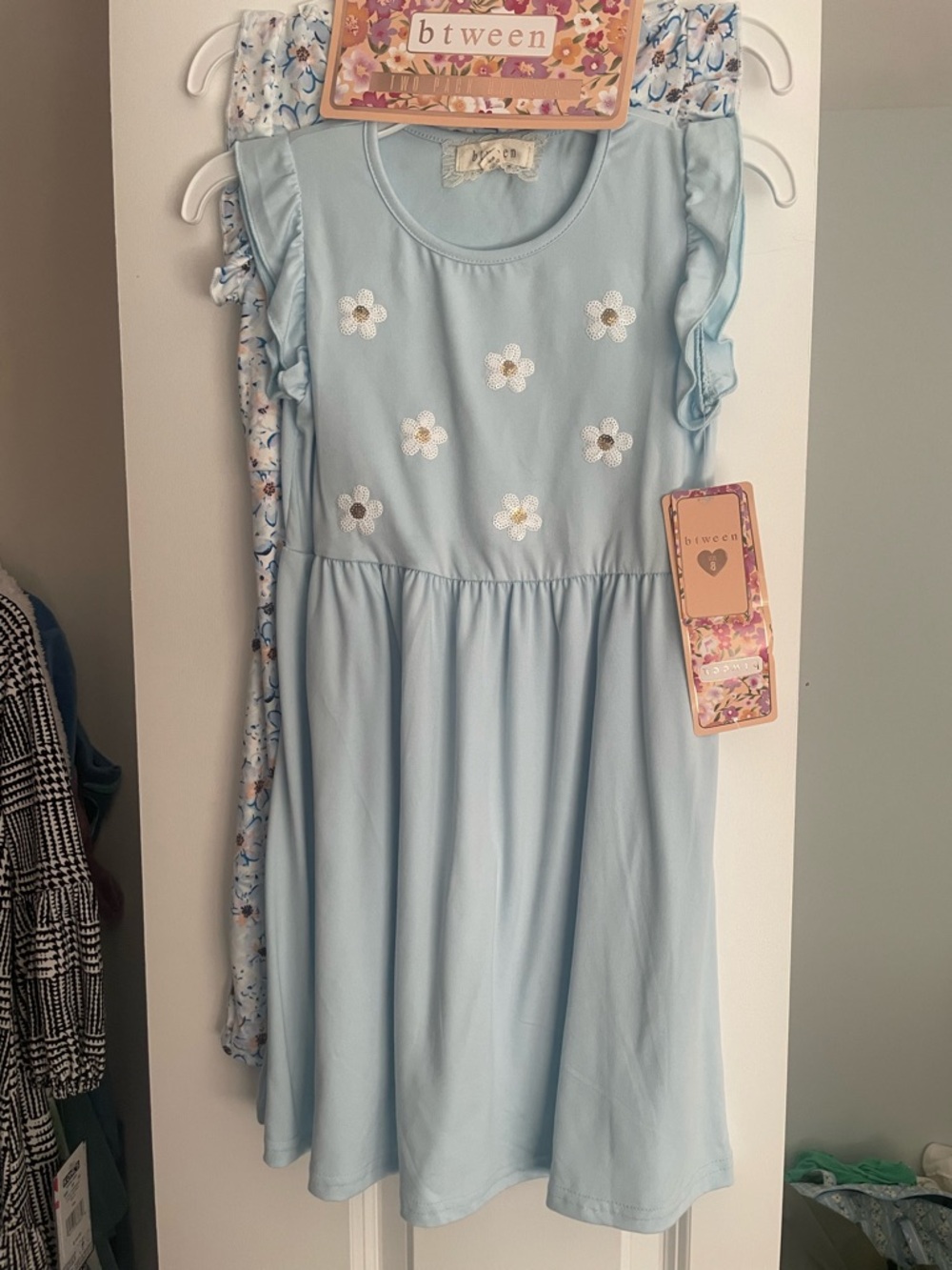 btween Light Blue Daisy Embroidered Casual Dress